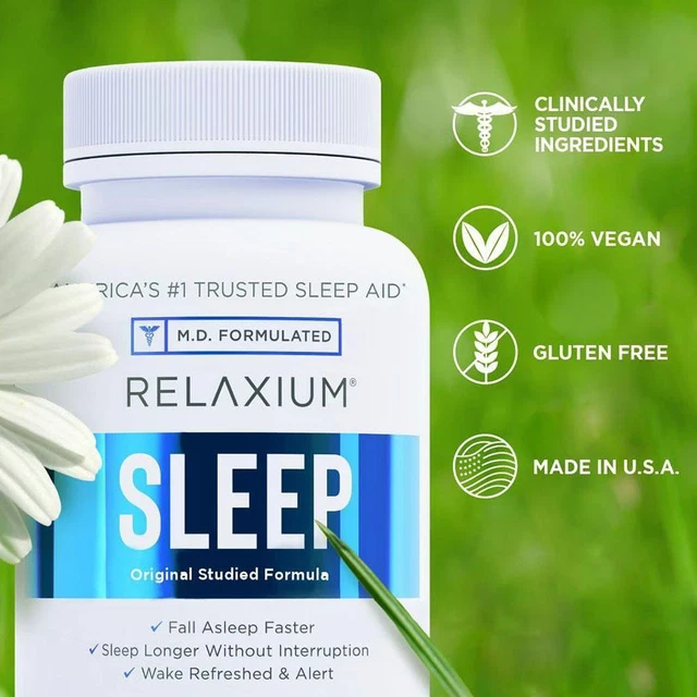 RELAXIUM NATURAL SLEEP Aid Non-Habit Forming Supplement for Better ...