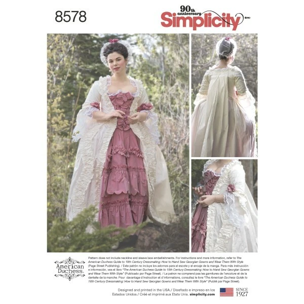Simplicity Sewing Pattern 8578 Misses 18th Century Baroque Gown Costume