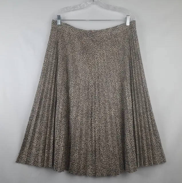 Ann Taylor Size 14 Animal Print Pleated Brown Black Women's Midi Skirt