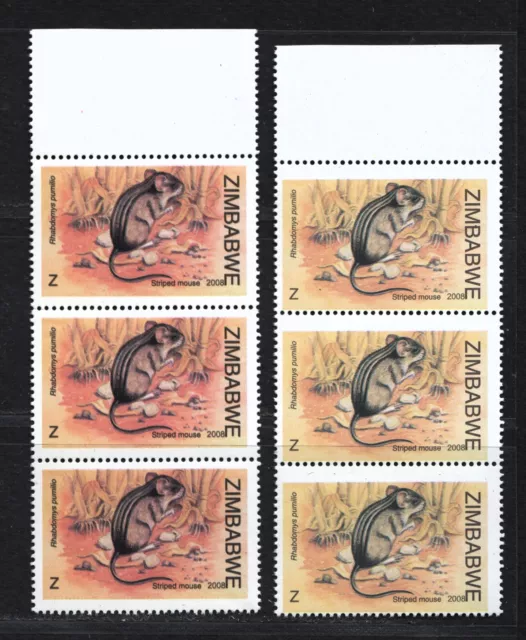Zimbabwe 2008 Rats & Mice Strips X3- See Color Variety- Mnh E359