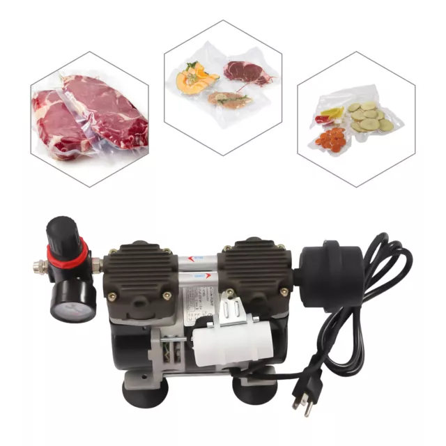 2.12CFM Oilless Vacuum Pump Industrial Lab w/ Air Filter Silencer 200W