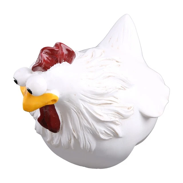 Funny Big-Eyes Hen Sculpture Resin Craft Chicken Sculpture Ornament Fence Statue 2