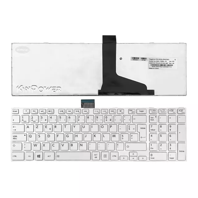 Clavier AZERTY Français Pour TOSHIBA Satellite C850 C855 C870 C875 blanc