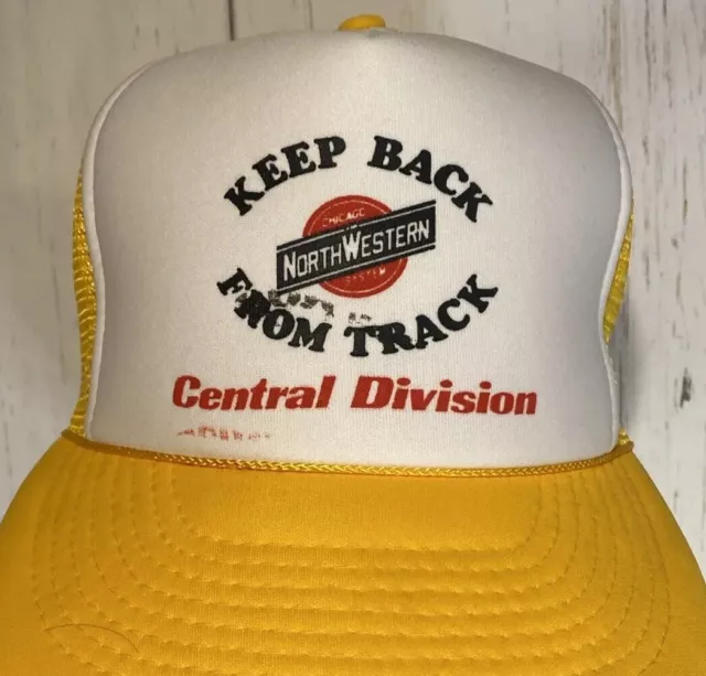 Chicago NorthWestern RR Hat Yellow Snapback Mesh Trucker Keep Back Track Cap 2