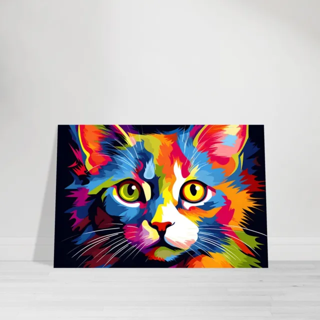 Katze Leinwand Pop Art Wandbild Tiere Poster Deko Bild Haustier Niedlich Süß