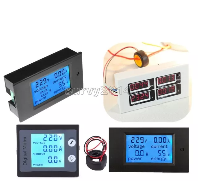 AC 80-260V 0-100A LCD Volt Current Watt Kwh Meter Power Energy Ammeter Voltmeter