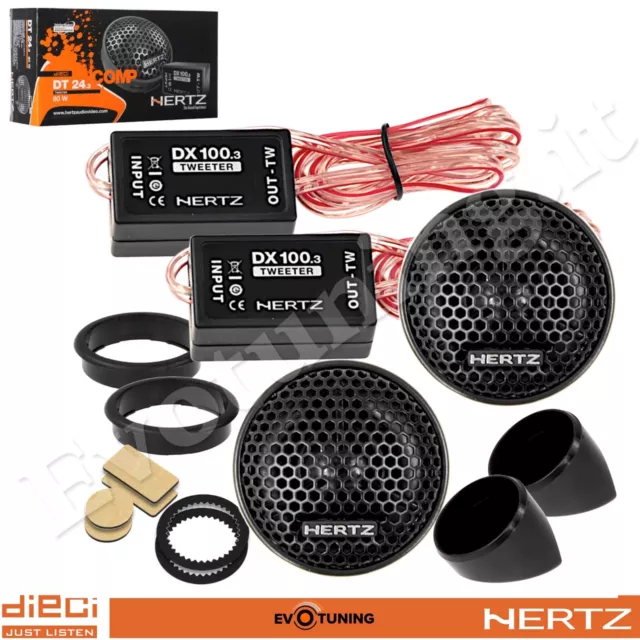 Hertz DT 24.3 Coppia Tweeter Casse Altoparlanti Auto 24 mm +Crossover +Supporti