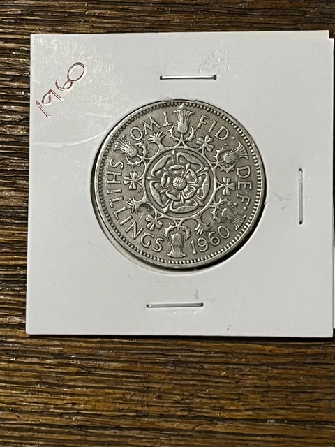 👑1960 United Kingdom 💥Two Shillings Florin💥Queen Elizabeth Ii💥England Uk👑