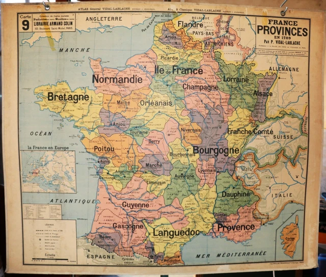 Ancienne Carte D'école "France De L'Est" N°62, éd. Vidal-Lablache 1930