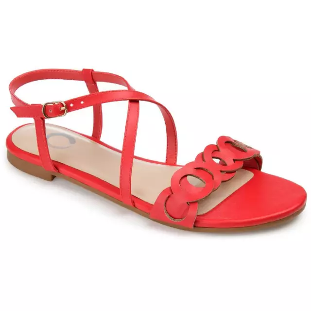 JOURNEE COLLECTION WOMENS Jalia Faux Leather Flat Sandals Shoes BHFO ...
