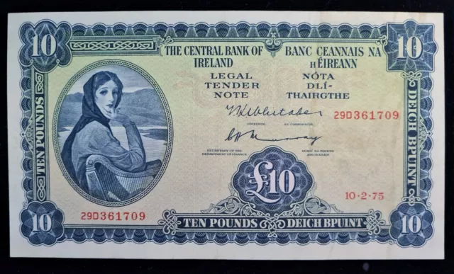 Ireland Excellent £10 pounds Lady Lavery 1975 Banknote