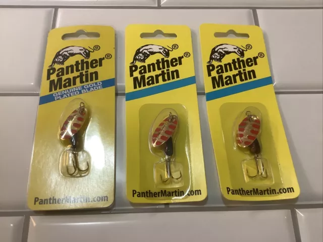 3 Panther Martin 4-PMRSAL-G-1/8oz Size 4 Genuine Gold Plated Blade Spinners