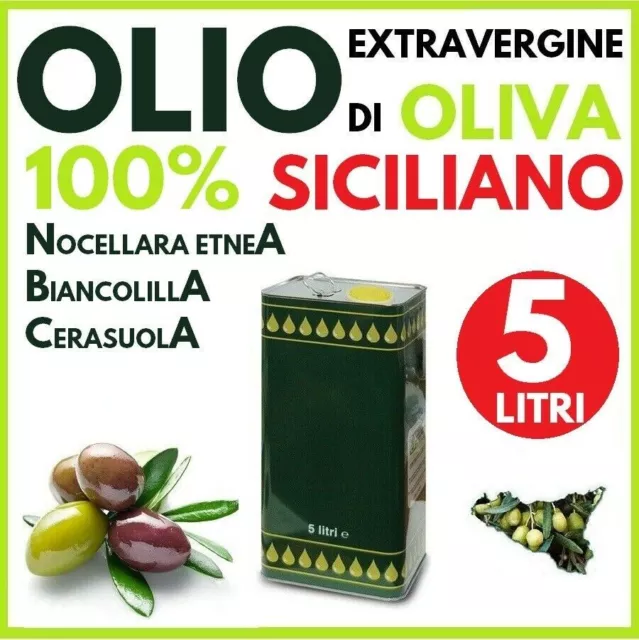 Olio Extravergine Di Oliva 5 Litri Siciliano Olio Nuovo Novello Nocellara 2022