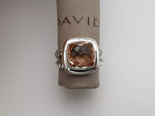 David Yurman Sterling Silver 11mm Morganite Albion Ring size 8