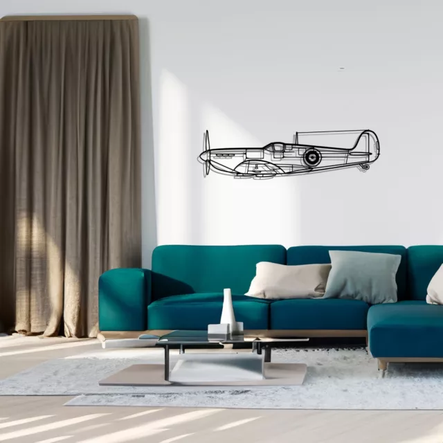 Spitfire Mk. II Silhouette Metal Wall Art, Airplane Silhouette Wall Decor 2