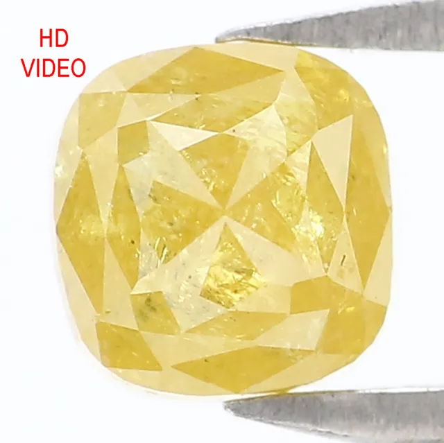 Natural Loose Cushion Shape Yellow Color Diamond 1.16 CT 5.23 MM Rose Cut L2649