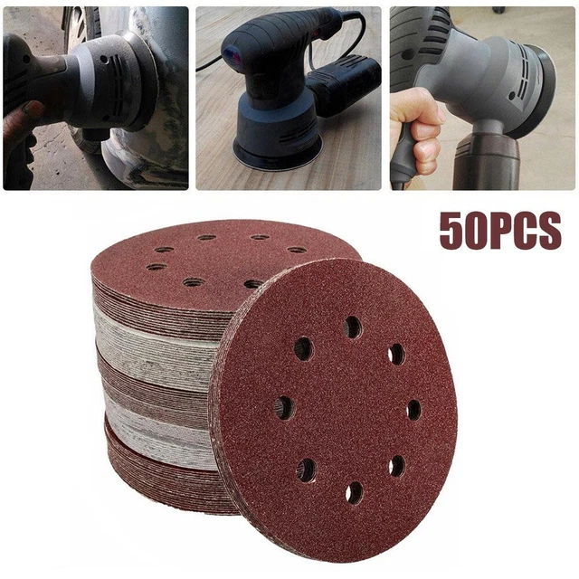 Portatile Caldo Dischi Abrasivi 125mm 50Pcs 50X 8 Foro Levigatrice Carta 12.7cm