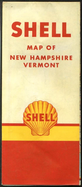 Shell Gasoline Road Map New Hampshire Vermont 1953