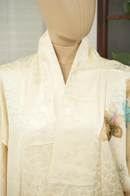 Dear Vanilla Japanese Silk Kimono Women's Robe Gown Authentic Japan Vintage Mint 3
