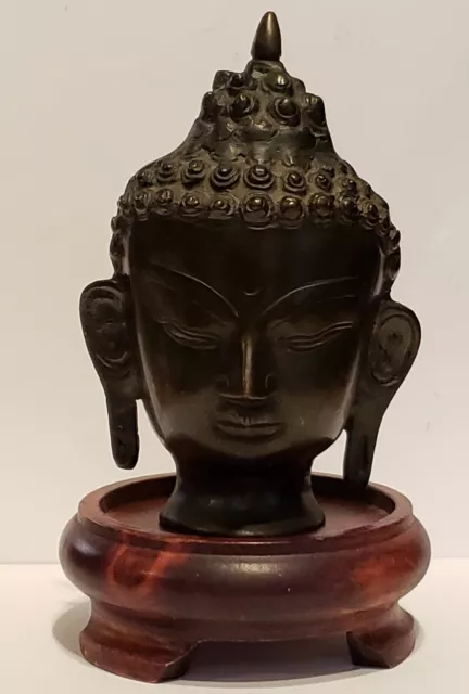 Antique Fine Brass Crafted Shakyamuni Buddha Head Sculpture BRASS / BRONZE