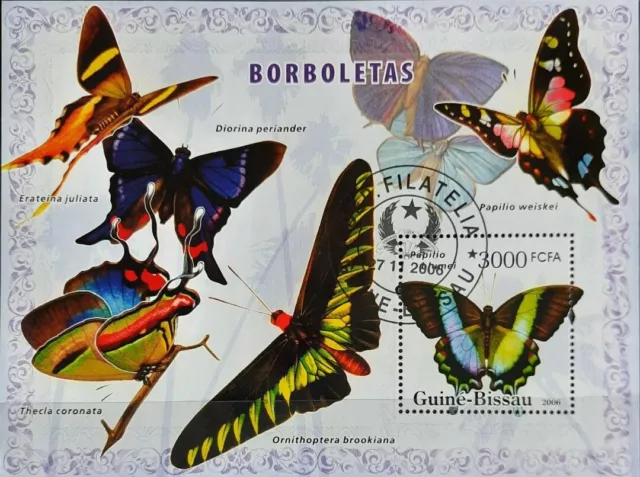 161.Guinea Bissau 2006 Used Stamp S/S Butterflies