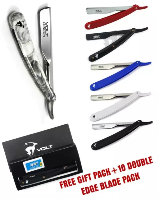 Barber Salon Straight Cut Throat Shaving Razor with Gift Pouch + Free 10 Blade