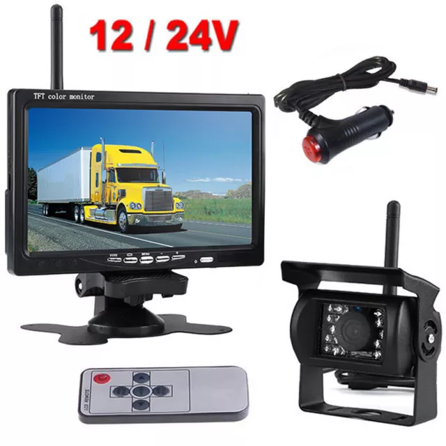 7" Vehicle Wireless Reverse Rear View Camera Monitor Kit for Truck Caravan RVs