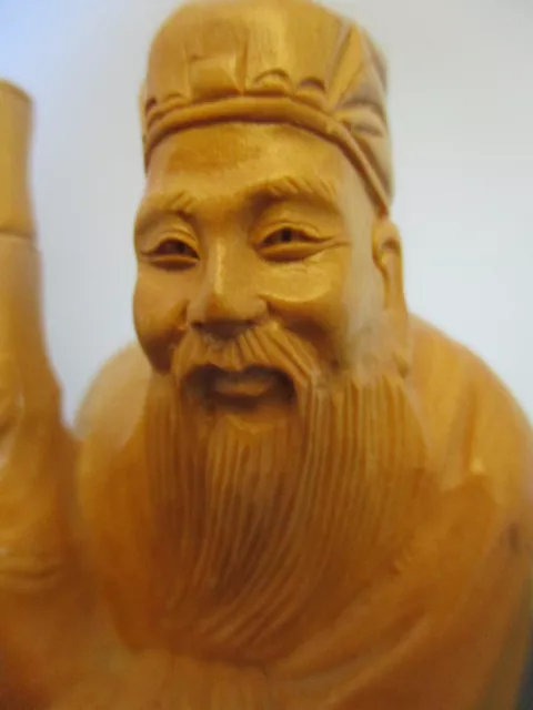 Fine Vintage Chinese Hand Carved Wood Scholar Priest Figure Sculpture Figurine!