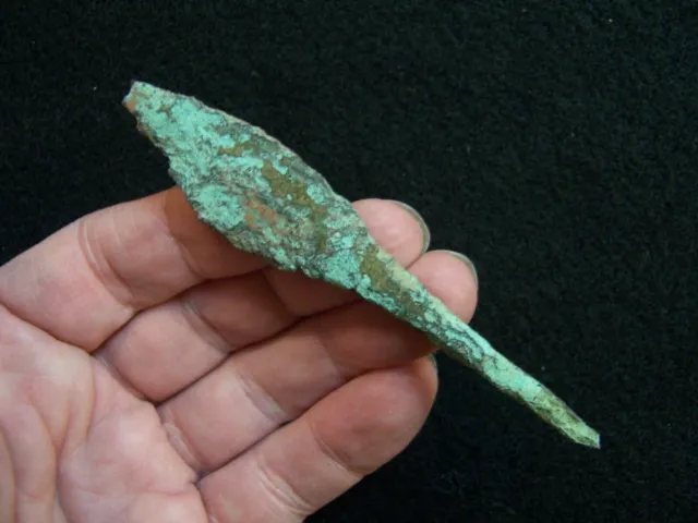 Authentic 3 7/8" Old Copper Culture Rat-Tail Point From Lincoln Co., Wi