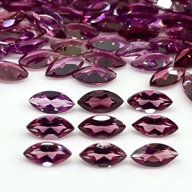 50 Pcs Natural Rhodolite Garnet 6x3mm Marquise Cut Loose Untreated Gemstones Lot