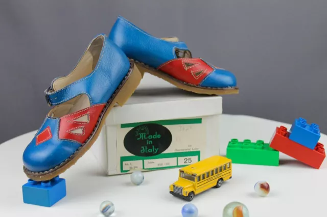 Vero Vintage The Big Fashion Bambini Sandali Sandaletti Tgl 25 Blu-Rosso 1980er