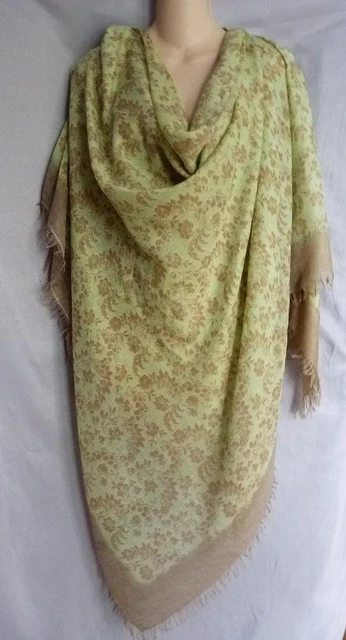 Bajra Nepal  Wool Silk Floral X- Large Scarf Shawl 60" Square