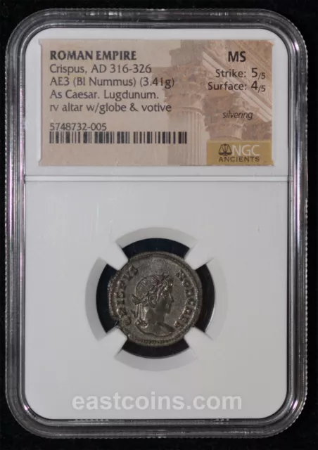 NGC MS 5/5 - 4/5 (AD 316-326) Roman Empire Crispus as Caesar AE3 or BI nummus