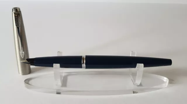 Vintage 1982 Parker 45 Fountain Pen - Navy Blue-Steel Cap-Chrome Arrow Trim