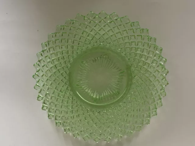 Uranium Glass 8 1/4” Salad Glass Miss America anchor hocking green 2