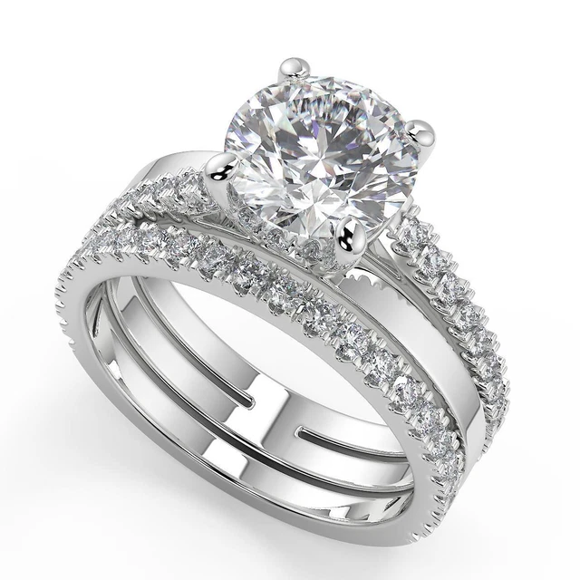 2.1 Ct Round Cut Promise Pave Diamond Engagement Ring VS1 G Treated