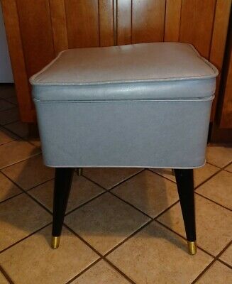 VTG Mid Century MCM Babcock Phillips Hassock OTTOMAN Sewing Seat BENCH w STORAGE 2
