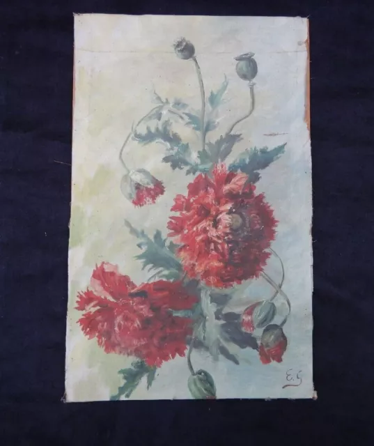 tableau huile sur toile fleurs pavot