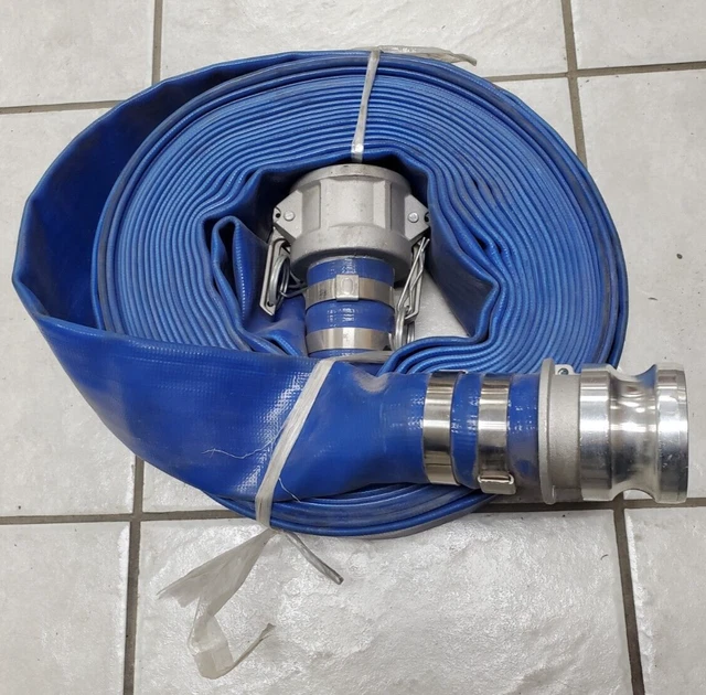 2" X 50' Lightweight Discharge Hose Tube Blue Lay Flat Pvc