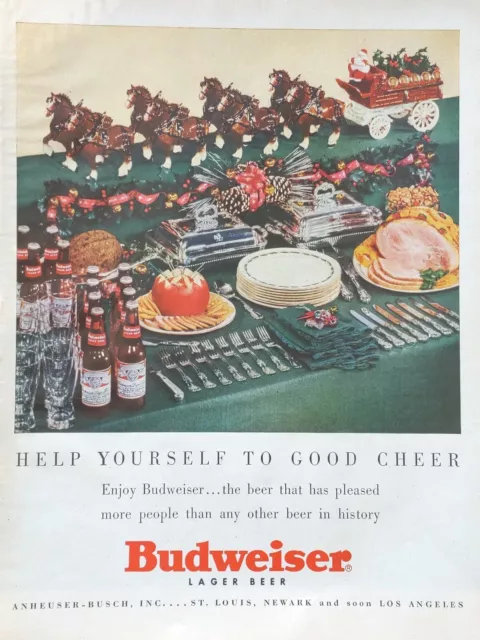 1953 vintage Budweiser print ad. Help yourself to good cheer.