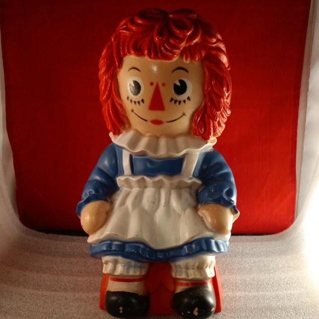 Vintage 1972 Raggedy Ann Piggy Bank Merrill Co Coin Collector Hard Plastic