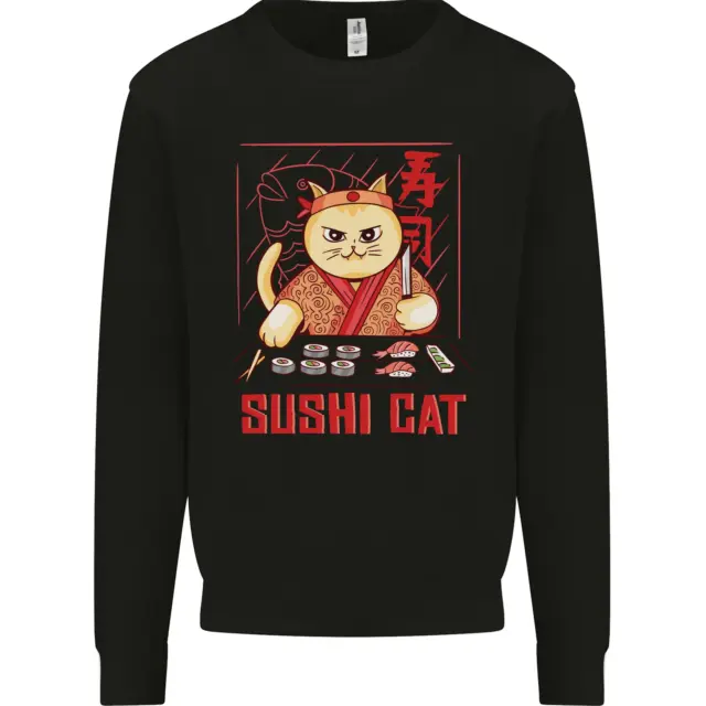 Funny Sushi Cat Food Fish Chef Japan Mens Sweatshirt Jumper