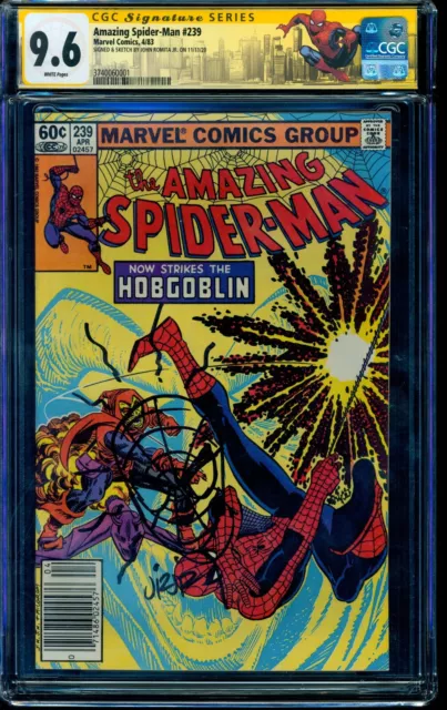 Amazing Spider-Man #239 CGC 9.6 WHITE NEWSSTAND Signed & Sketch John Romita Jr!