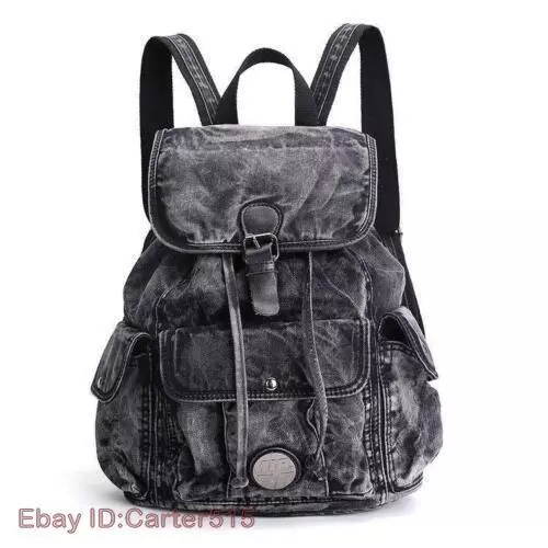 Women jean Denim Backpack School Book College Girls Travel Rucksack Shoulder bag