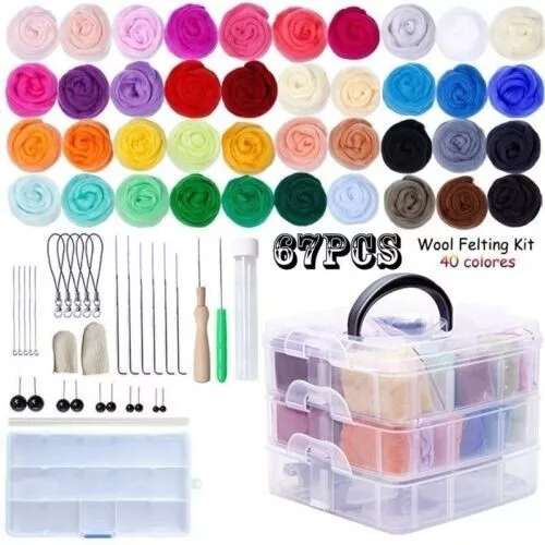 40 Colour Wool Felt Needles Tool Set Needle Felting Mat Starter Kit DIY Gift