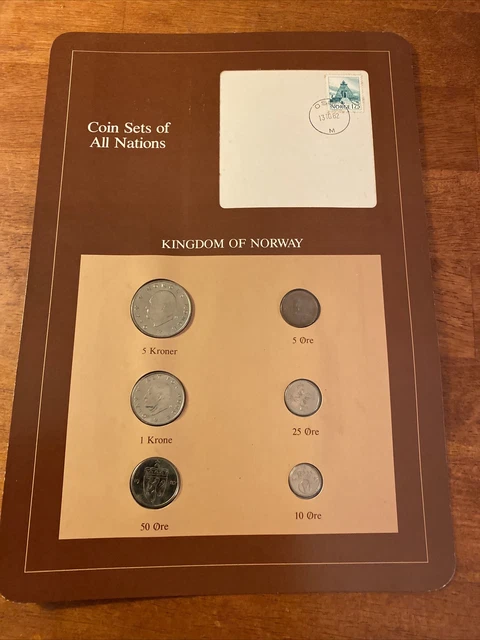 Coin Sets of All Nations Norway UNC 50 Ore 10 Kroner 1984 10 Ore 1,5 Kroner 1982