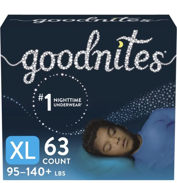 GoodNites Boys Nighttime Bedwetting Underwear, Size Extra Large (95-140lbs) 63Ct