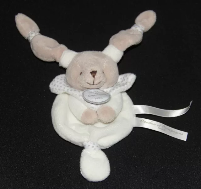 Doudou Plat Lapin Celeste Un Noeud Blanc Etoile   Doudou Et Compagnie Neuf