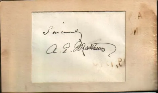 A.E Matthews Autographed Index Card Legendary English Actor D.60