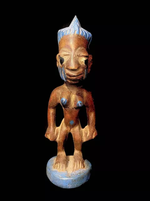 African Tribal Art Wooden Carved statue tribal wood Female Figure Yoruba-6551